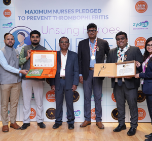 Zydus Healthcare creates Asia Book Of Records and India Book Of Records for the NURSE Campaign with team members accepting the awards